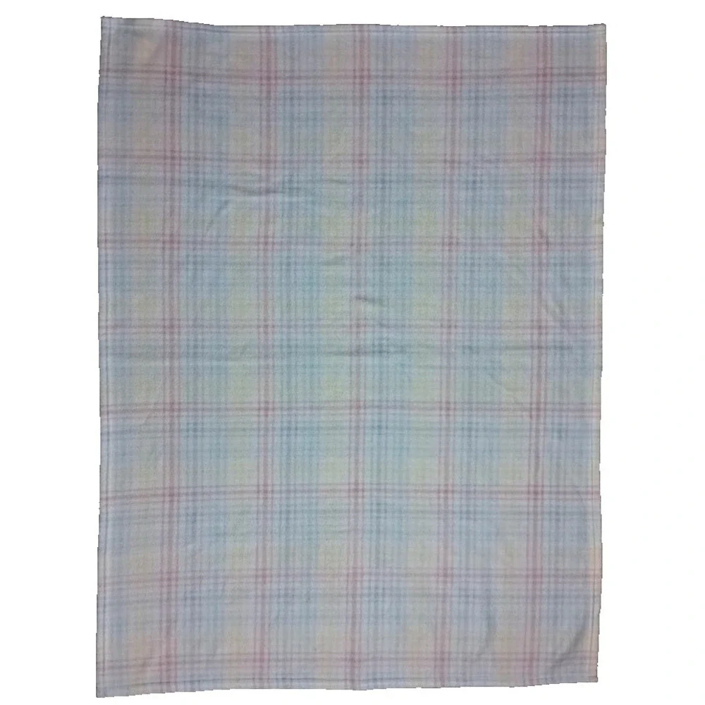 Gerber White Baby Blanket Pink Yellow Blue Lines 30x40 Soft Unisex Lovey